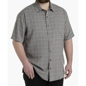 Synrgy Mens Big & Tall Plaid Microfiber Sport Shirt Gray Button Up Size 3XLT New